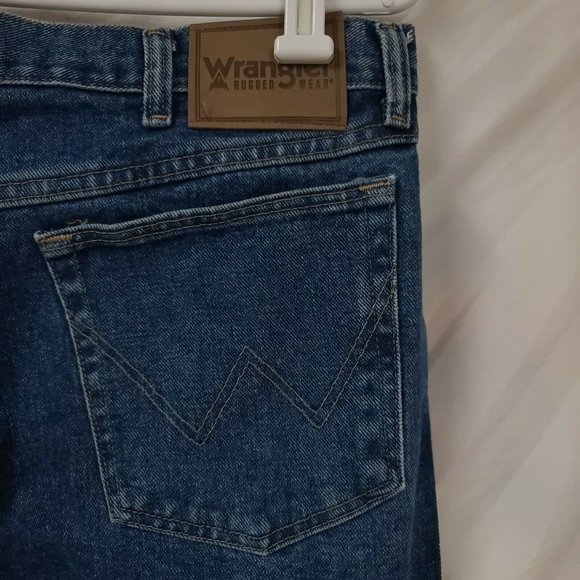Wrangler Rugged Wear Mens 36x32 Straight Leg Denim Blue Work Heavy Jeans - Picture 7 of 9